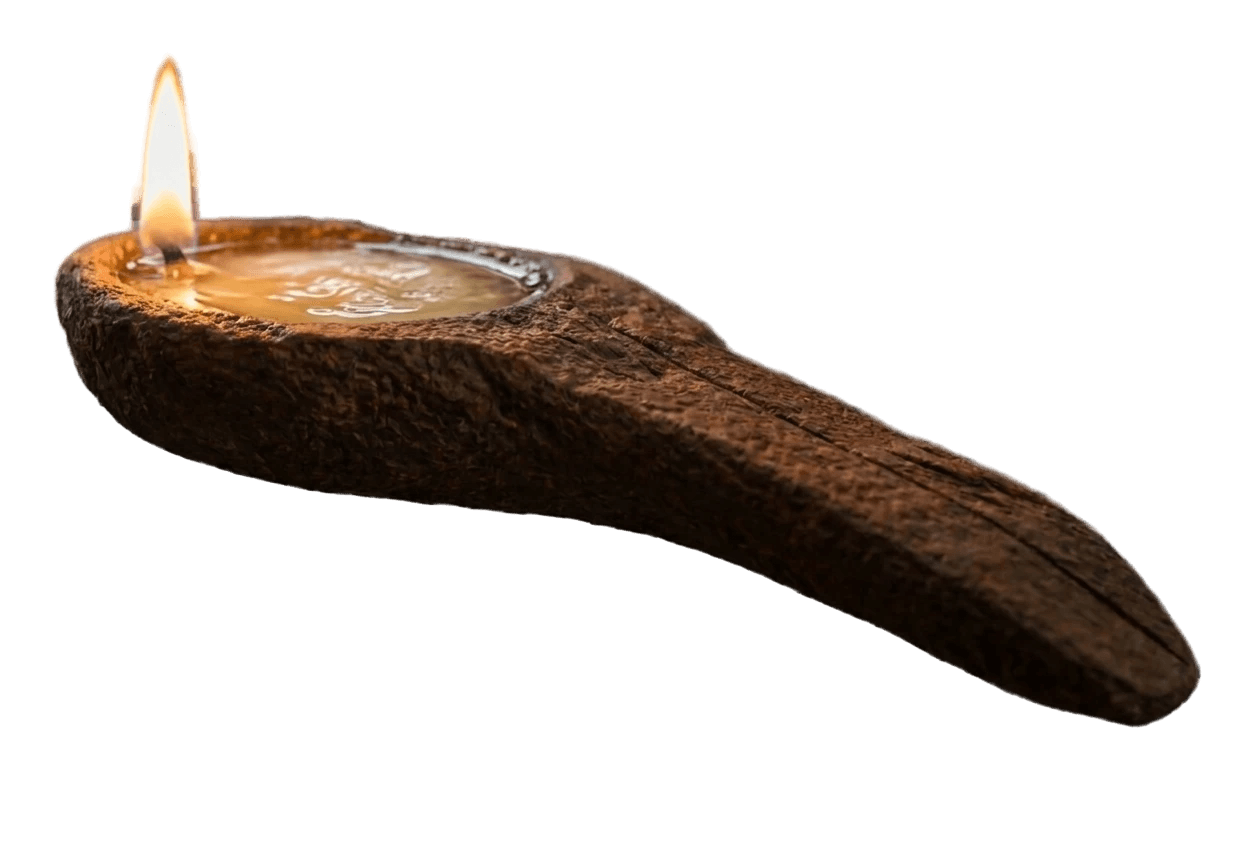 Brandende vetlamp