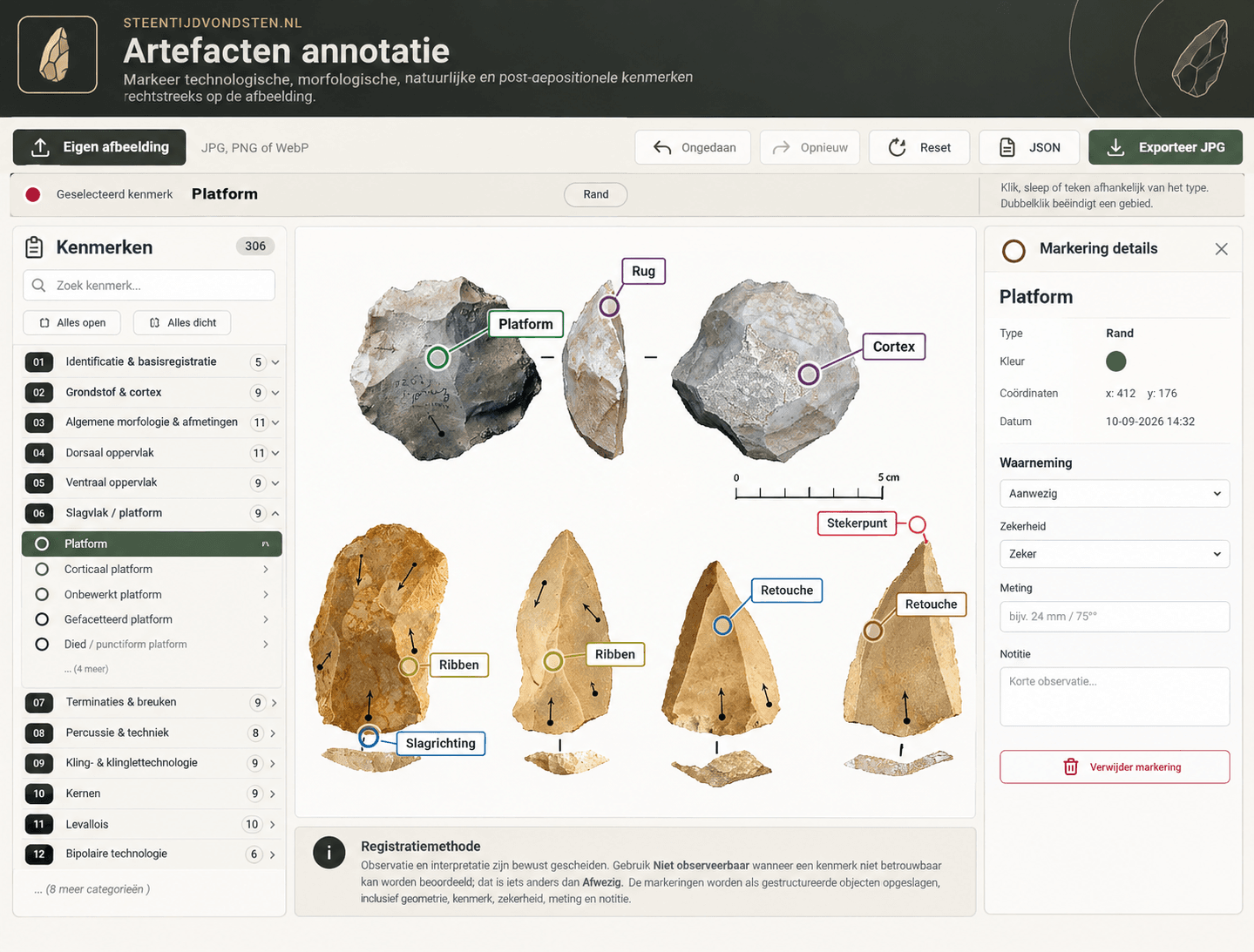 Module 1 en 2: centimeterschaal en artefactkenmerken